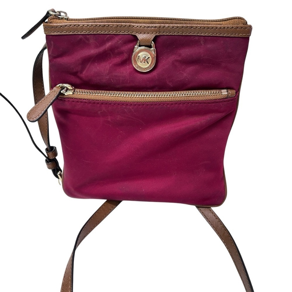 MICHAEL KORS Kempton Claret Burgundy Nylon Pocket Crossbody Bag